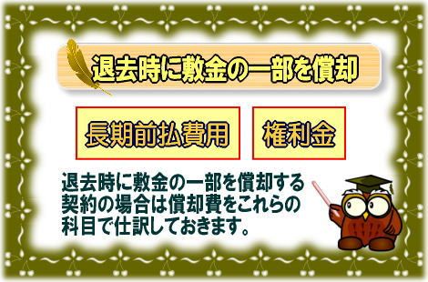 退去時に敷金の一部を償却する契約